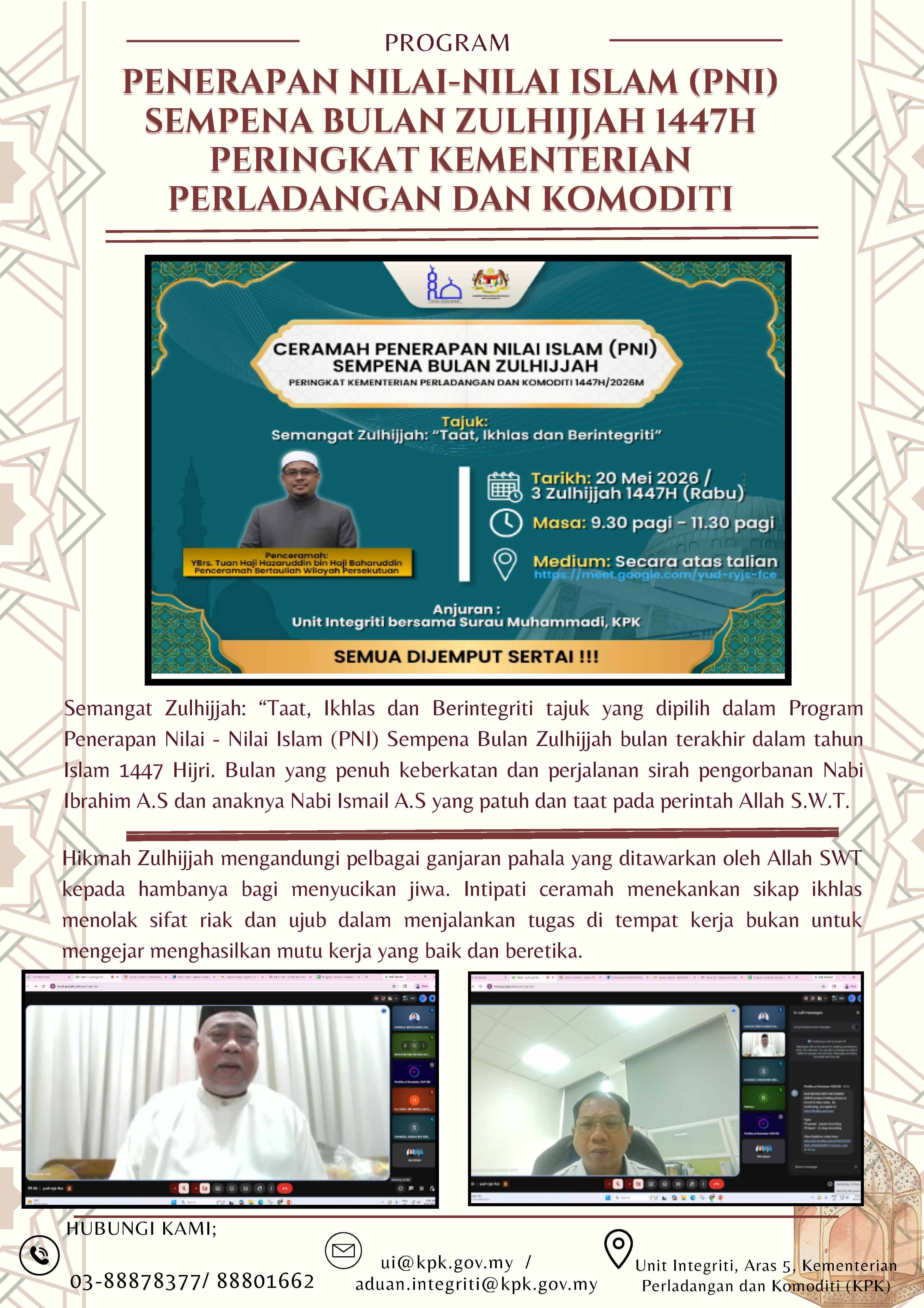 LAPORAN AKTIVITI PENERAPAN NILAI NILAI ISLAM PNI 20.5.2026